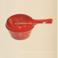 Enamel Cast Iron Saucepan with Double Use Lid as Frypan